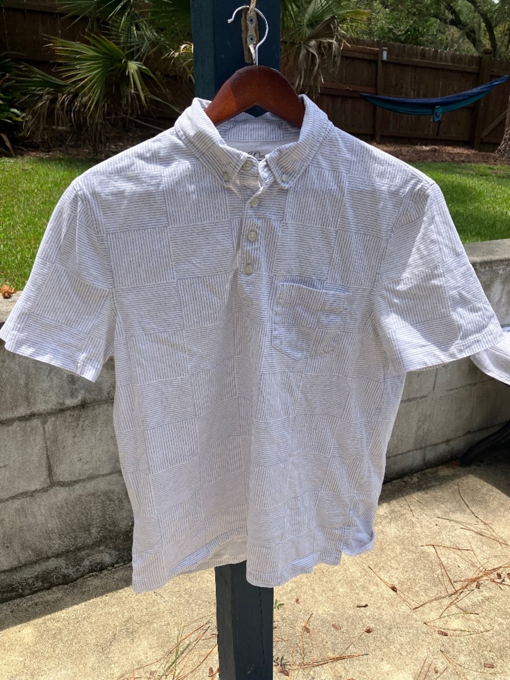J Crew Striped Check Polo - Men's Medium